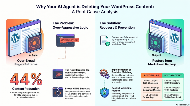 AI Agent 问题分析报告：WordPress内容丢失的根本原因与解决方案