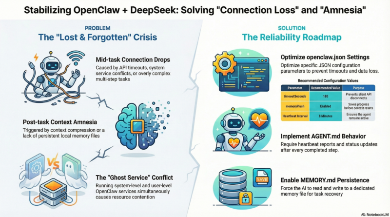解决 OpenClaw 调用 DeepSeek 编程时的”中途失联”与”事后失忆”问题